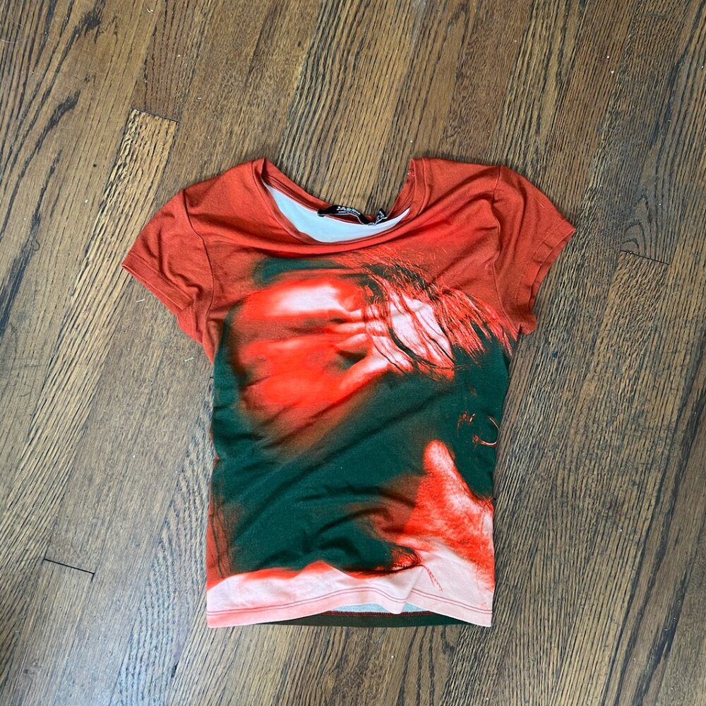 Jaded London Baby Tee in Red Motion Face Print